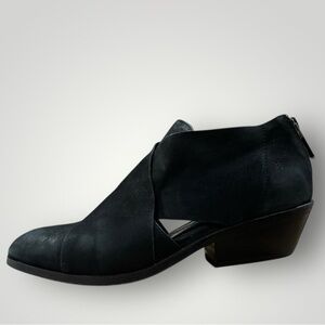 Eileen Fisher Perry Black Cutouts Block Heel Ankle Booties Boots Size 9